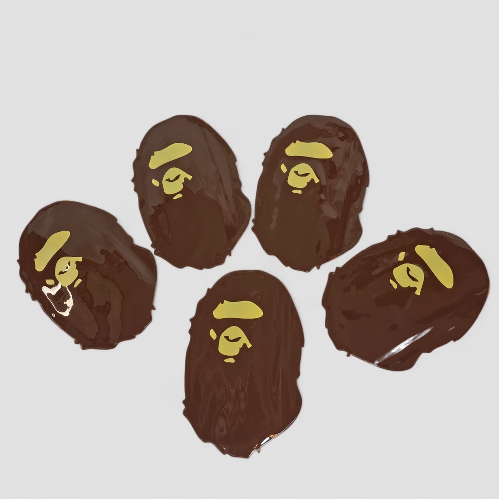 A Bathing Ape PVC Pouch Brown Head Logo Small Zip Bag 5.5"x8.5" New Lot of 5